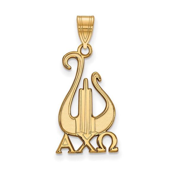14K Plated Silver Alpha Chi Omega Large Pendant - Picture 1 of 3